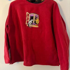 Vintage Karen Scott Sport Red Cat Sweater Crewneck Medium